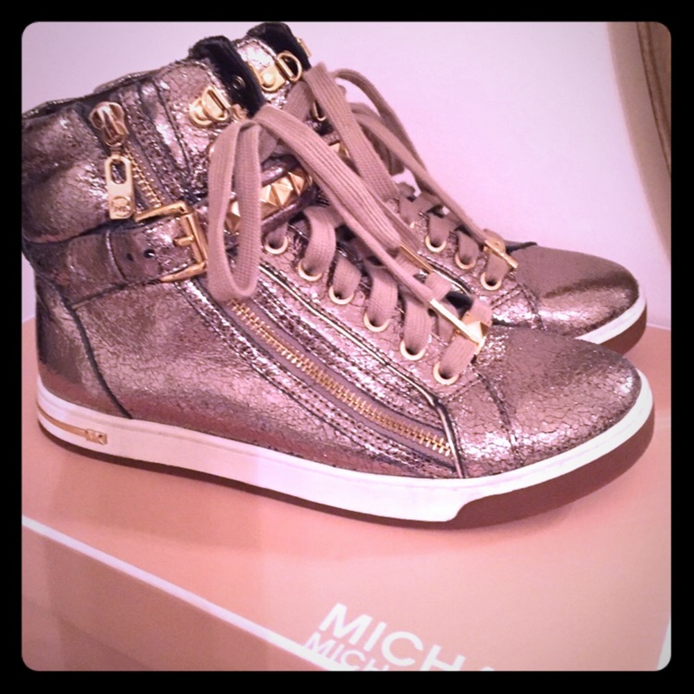 Gold Michael Kors hi top sneaker